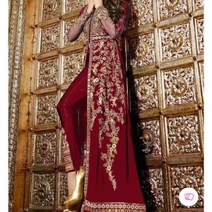 Soch Maroon and Gold Salwar Kameez